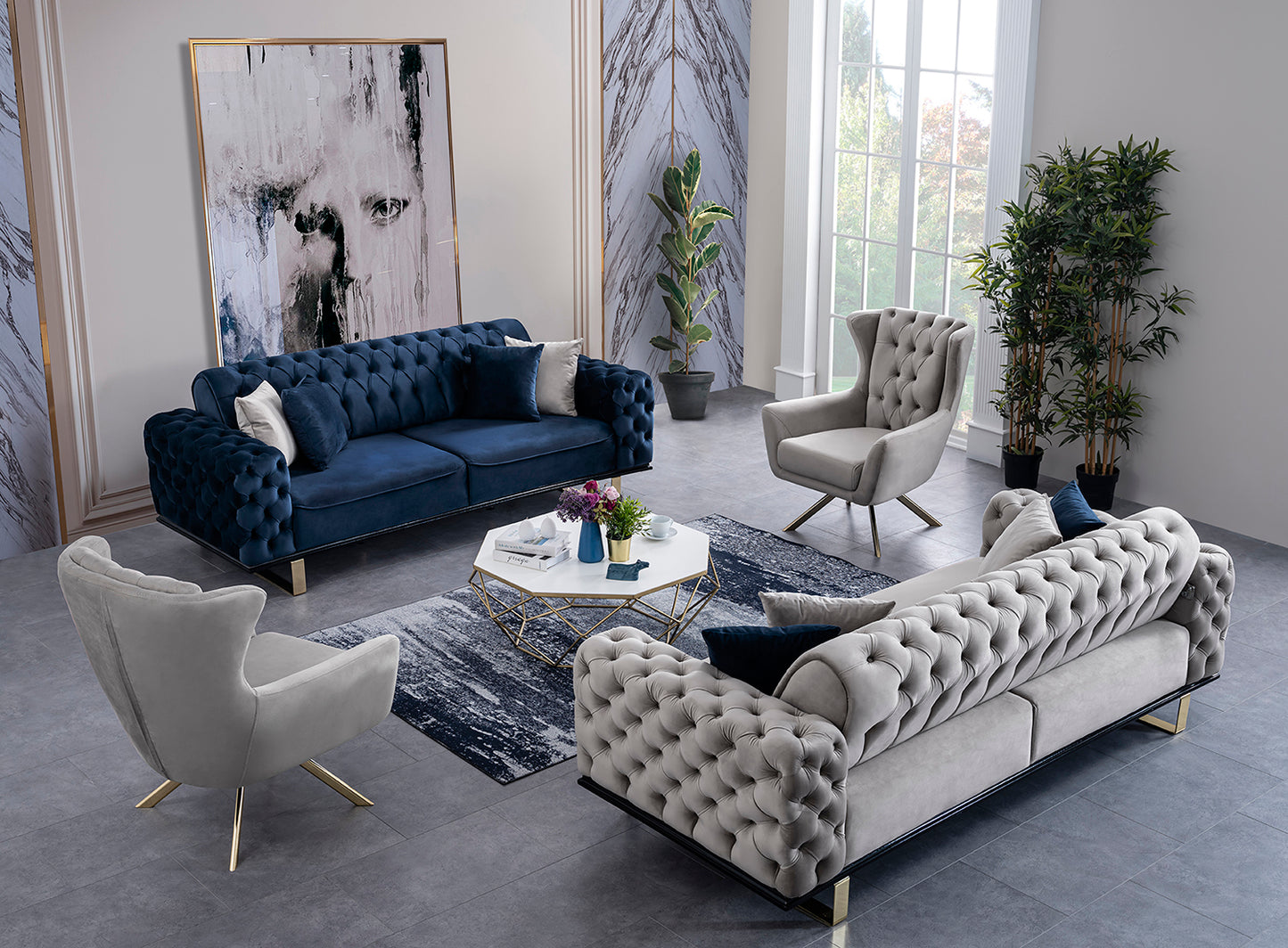 Rebecca Lyxig Soffgrupp med Metallben – 8-sits från Milla Home